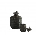 madam stoltz grand panier ananas tresse noir rotin bois contreplaque