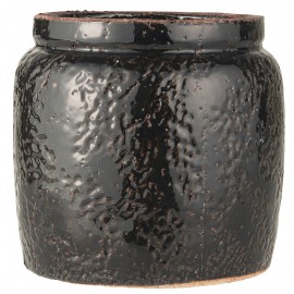 pot de fleur terre cuite emaille noir style rustique ib laursen