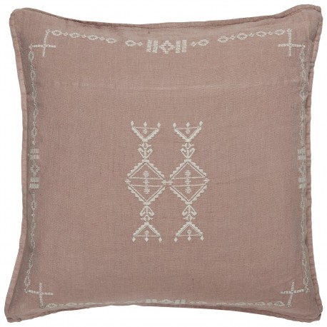 Housse de coussin lin brodé IB Laursen mauve