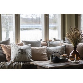 Housse de coussin lin naturel brodé IB Laursen