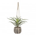 bloomingville cache pot suspendu gres beige sur corde jute