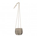 bloomingville cache pot suspendu gres beige sur corde jute