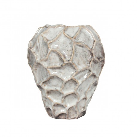 vase sculptural surface texturée grès blanc brillant Muubs Soil