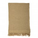 bloomingville plaid coton recycle jaune moutarde uni franges