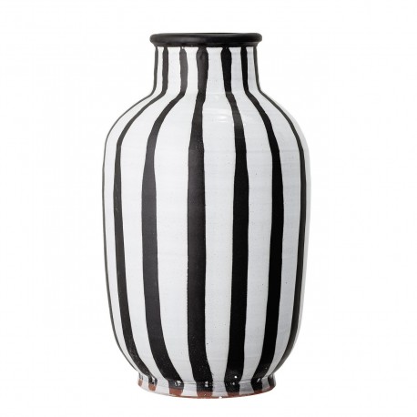 bloomingville grand vase de sol rayures noir blanc terre cuite schila