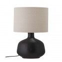 bloomingville lampe de table gres noir abat jour lin blanc ecru