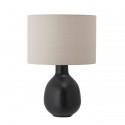 bloomingville lampe de table gres noir abat jour lin blanc ecru