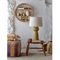 bloomingville lampe de table gres jaune abat jour coton blanc ecru