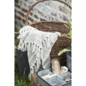 ib laursen plaid coton beige creme rayures franges