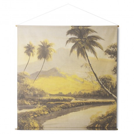 hk living grande toile murale paysage exotique reflets jaune