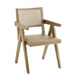 madam stoltz chaise vintage design scandinave bois orme cannage rotin