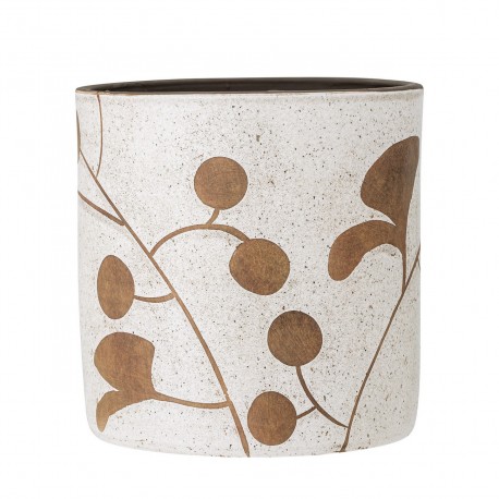 bloomingville cache pot blanc terre cuite motif fleurs janis