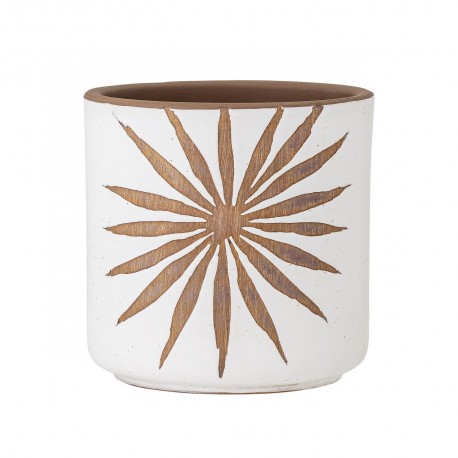 bloomingville cache pot terre cuite blanc dessin soleil idris