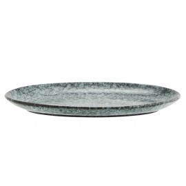 madam stoltz plat de service ovale gres style rustique bleu vert