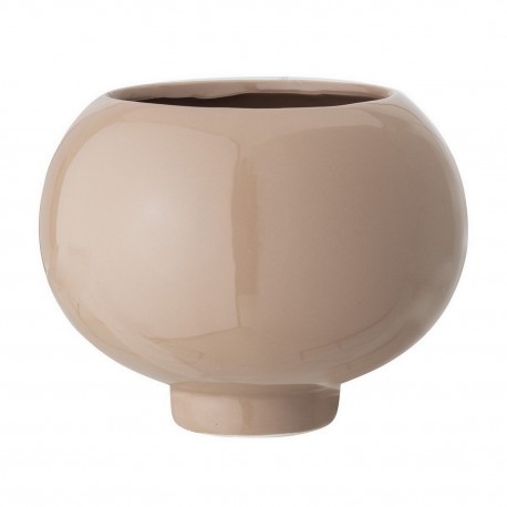 bloomingville cache pot classique chic boule gres emaille marron clair