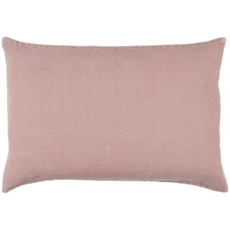 housse de coussin lin rectangulaire rose corail poudre uni 40 x 60 cm