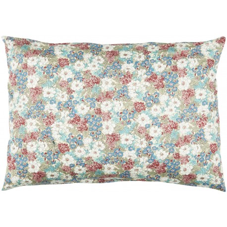 housse coussin rectangulaire grosse fleurs bleu blanc rouge ib laursen