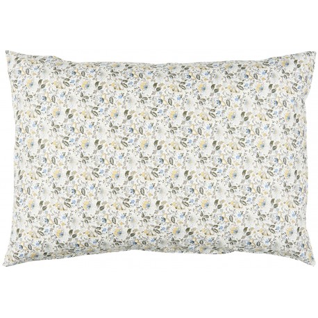 taie oreiller coton liberty fleurs bleu ciel jaune 40 x 60 ib laursen