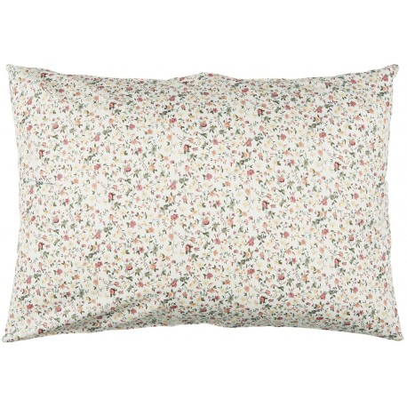 taie oreiller rectangulaire coton blanc fleurs rose liberty ib laursen