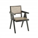 madam stoltz chaise design scandinave bois orme noir cannage rotin