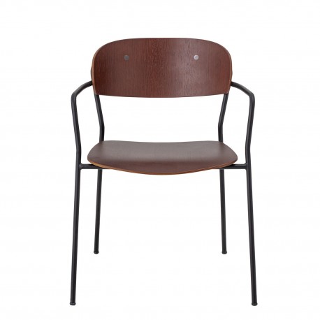 bloomingville chaise fauteuil bois fonce metal epure design scandinave