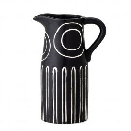 bloomingville vase gres noir motif blanc forme de pichet troy
