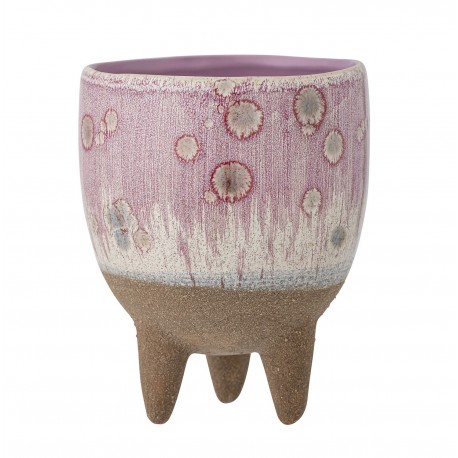 bloomingville cache pot gres rose sur 3 pieds potterie decorative