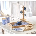 boite alimentaire ceramique motif bleu style azulejos portugais