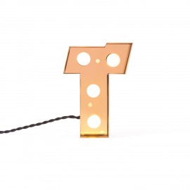 Luminaire lettre lumineuse T applique métal or led Seletti Caractère