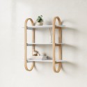 umbra etagere murale design blanche bois clair plie arrondi