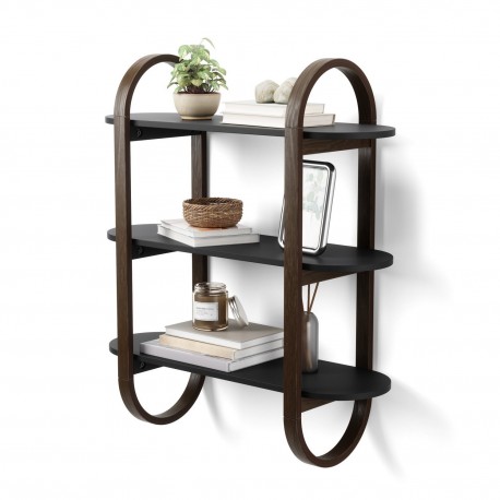 umbra etagere murale bois fonce noyer plie chic bellwood