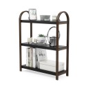 umbra etagere basse etroite a poser bois fonce noyer chic bellwood