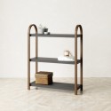 umbra etagere basse etroite a poser bois fonce noyer chic bellwood