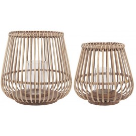 set de 2 lanternes en bois de bambou et verre ib laursen