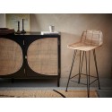 hk living tabouret de bar rotin nature metal noir