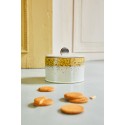 hk living boite a biscuits en gres bicolore jaune creme autumn