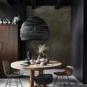 hk living grande suspension cloche noire osier d 60 cm vol5016