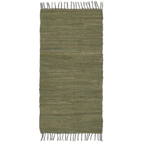 ib laursen petit tapis chambre coton vert olive uni franges