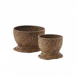madam stoltz paniers cache pot herbier tresse brun marron