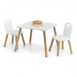petite table et 2 chaises enfant bois blanc fsc zeller present scandi