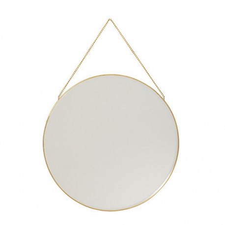 hubsch miroir mural rond suspendu sur chaine laiton d 40 cm