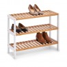 etagere a poser rangement chaussures bois bambou blanc 3 etages zeller