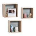 etagere murale 3 cubes bois naturel gris zeller 15144