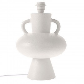 hk living pied de lampe de table en gres blanc ecru VOL5051