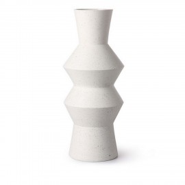 Vase design blanc écru en argile tacheté HK Living
