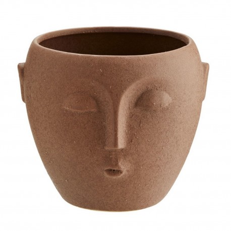 madam stoltz cache pot visage terracotta gres