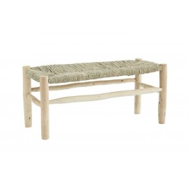 Banc naturel rustique bois feuilles de palmier Madam Stoltz