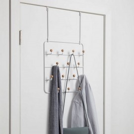 portemanteau a suspendre sur porte metal blanc boules bois umbra estique 1004045-660