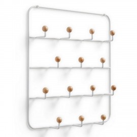 portemanteau a suspendre sur porte metal blanc boules bois umbra estique 1004045-660