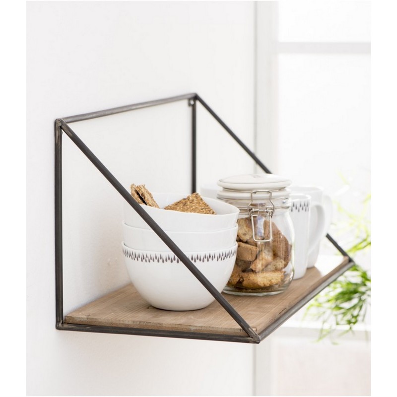 bloomingville etagere murale cuisine tiroirs bois fonce style campagne -  Kdesign